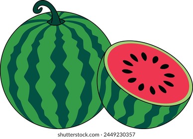 Wassermelone Isolated Vektorillustration Handgezeichnet 