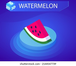 Watermelon isometric design icon. Vector web illustration. 3d colorful concept