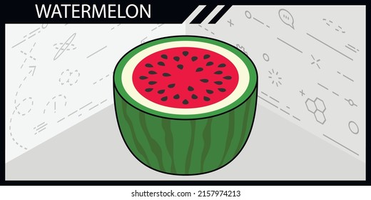 Icono de diseño isométrico de la sandía. Ilustración web de vectores. 3.ª colorida concepción