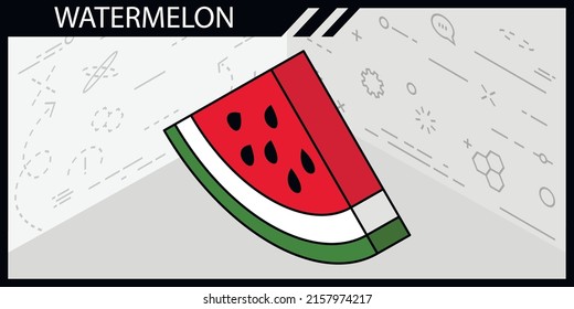 Watermelon isometric design icon. Vector web illustration. 3d colorful concept