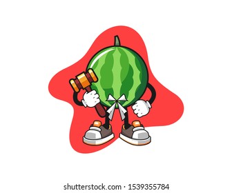 Watermelon judge cartoon cartoon. Mascot Character vector.