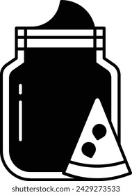 watermelon juice bottle glyph and line vector illustration