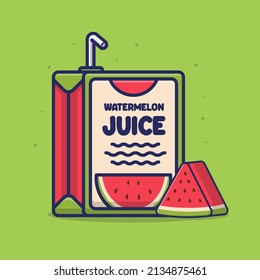 Wassermelon-Saft-Box-Cartoon Vektorsymbol einzelne Objekte