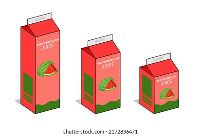Ilustración del icono vectorial de la caja de jugo de sandía, icono aislado en fondo blanco. Ilustración vectorial de estilo plano para diseño web y móvil. Fruto de la sandía