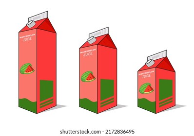 Watermelon juice box vector icon illustration, icon isolated on white background. Flat style vector illustration for web and mobile design. Watermelon fruit