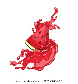 watermelon juice cartoon. fruit summer, melon drink, slice smoothie, fresh sweet, red water, food cocktail watermelon juice vector illustration