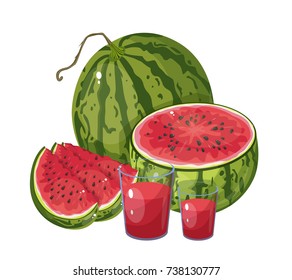 watermelon juice cartoon vector illustration simple