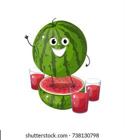 watermelon juice cartoon vector illustration simple