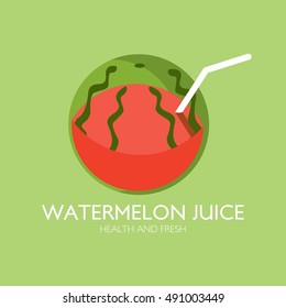 Watermelon Juice Design Logo Template. Vector Illustration