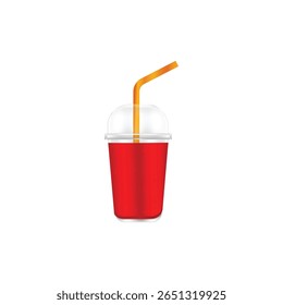 watermelon juice drink in a plastic cup on a white background