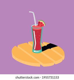 Watermelon juice flat vector design concept.