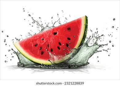 Watermelon juice. Fresh fruit 3d realistic vector icon