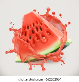 Watermelon juice. Fresh fruit, 3d vector icon