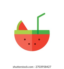 Watermelon Juice Icon Vector, Summer Drink Symbol for Menu or App