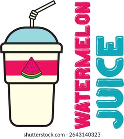 Watermelon juice jar illustration, icon