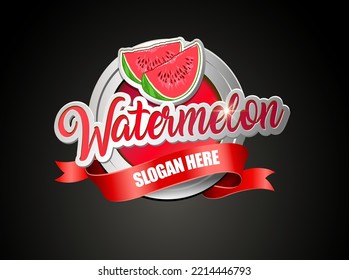 Watermelon juice label logo vector template