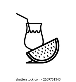 watermelon juice line art vector illustration good for element design, pattern, icon.