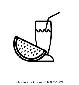 watermelon juice line art vector illustration good for element design, pattern, icon.