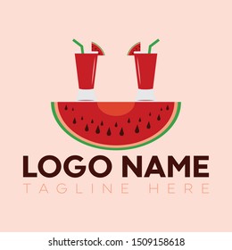 Watermelon and juice logo design vector