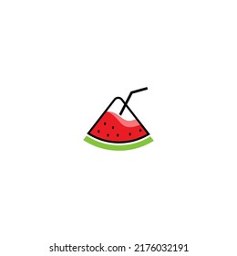 Watermelon juice logo illustration . Vector minimalist design.