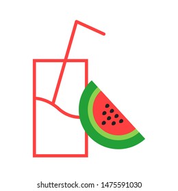Watermelon juice logo template vector flat illustration icon design