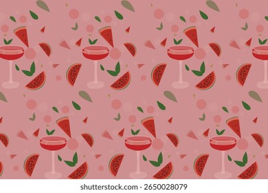 Suco de melancia com torção da natureza No fundo rosa macio Neon rosa macio reluz frutas e perfeito para ousado desgaste tecnológico ou festa convida 
