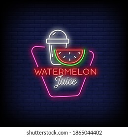 Watermelon Juice Neon Signs Vector