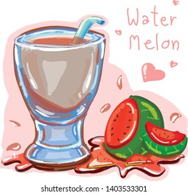 watermelon juice on pink background