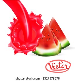 watermelon juice refreshing freshness vector realistic 3d illustration template label