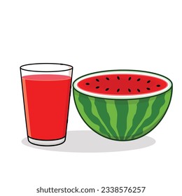 Watermelon juice. Watermelon slice.
Watermelon flavored drink. Watermelon vector cartoon icon design illustration