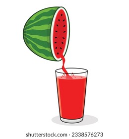 Wassermelonensaft. Wassermelonscheibe.
Wassermelonartiges Getränk. Watermelon-Vektorgrafik-Symbol, Design-Illustration
