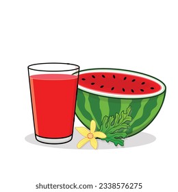 Watermelon juice. Watermelon slice.
Watermelon flavored drink. Watermelon vector cartoon icon design illustration