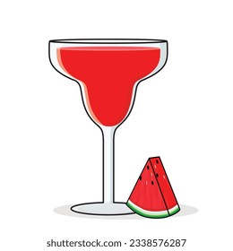 Jugo de sandía. Pieza de sandía.
Bebida con sabor a sandía. Ilustración de dibujos animados de vectores de sandía