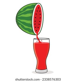 Watermelon juice. Watermelon slice.
Watermelon flavored drink. Watermelon vector cartoon icon design illustration
