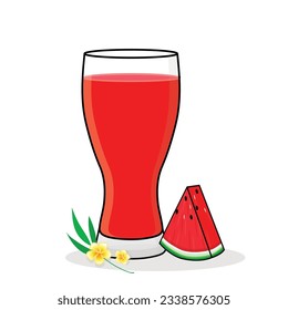 Watermelon juice. Watermelon slice.
Watermelon flavored drink. Watermelon vector cartoon icon design illustration
