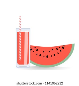 Watermelon and juice vector on light background.