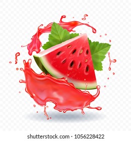 Watermelon juice vector realistic illustration