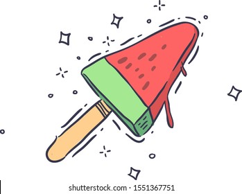 Watermelon juicy ice cream . Watermelon vector illustration