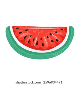 Watermelon, juicy, sweet, tasty, depicting sliced ​​ripe watermelon in flat style. Halves, slices and triangles of watermelon. isolated on white background Vector