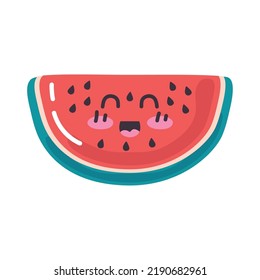 Watermelon Kawaii Fresh Fruit Character Stock Vector (Royalty Free ...