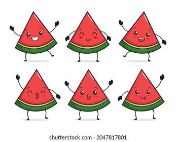 Watermelon Kawaii Mascot Cartoon Illustration Set Collections