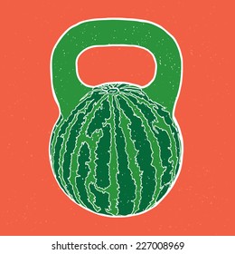 Watermelon kettlebell vector illustration