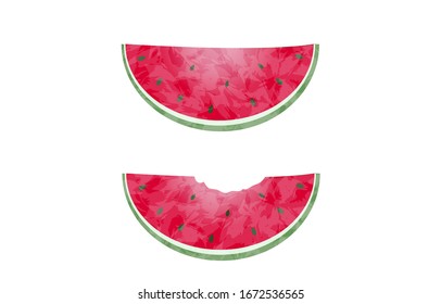 Watermelon: large cut size, 2 slices, transparent watercolor style