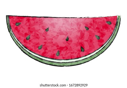 Watermelon: large cut size, transparent watercolor style