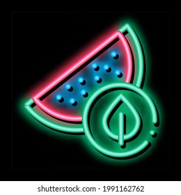 Watermelon Leaf neon light sign vector. Glowing bright icon Watermelon Leaf sign. transparent symbol illustration