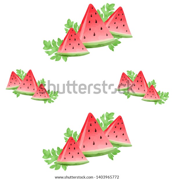 Watermelon Leaves Watercolor Drawing Pattern Stock Vector (Royalty Free