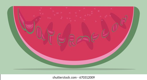 Watermelon letters design one a slice of watermelon