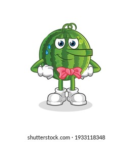 watermelon lie like Pinocchio character. cartoon mascot vector
