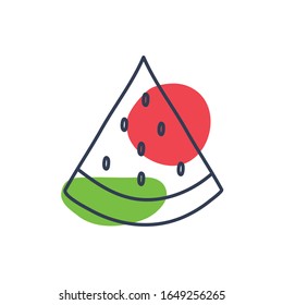 watermelon line color style icon design, Fruit healthy organic food sweet and nature theme Vector illustration