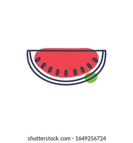 watermelon line color style icon design, Fruit healthy organic food sweet and nature theme Vector illustration